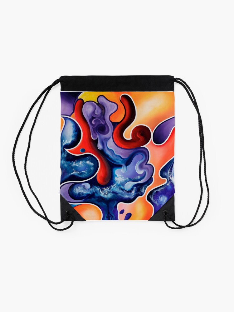 Thumbnail 2 of 3, Drawstring Bag, "Recreation" - abstract expressionistic oil painting designed and sold by jknowles.