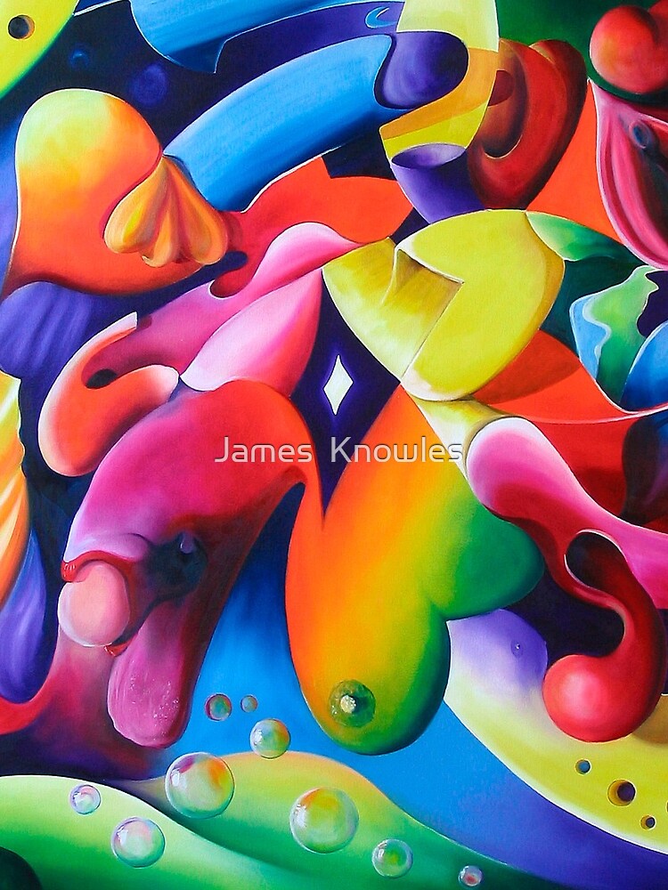Thumbnail 3 of 3, Drawstring Bag, "Preconceptions" - colorful abstract expressionistic oil painting designed and sold by jknowles.