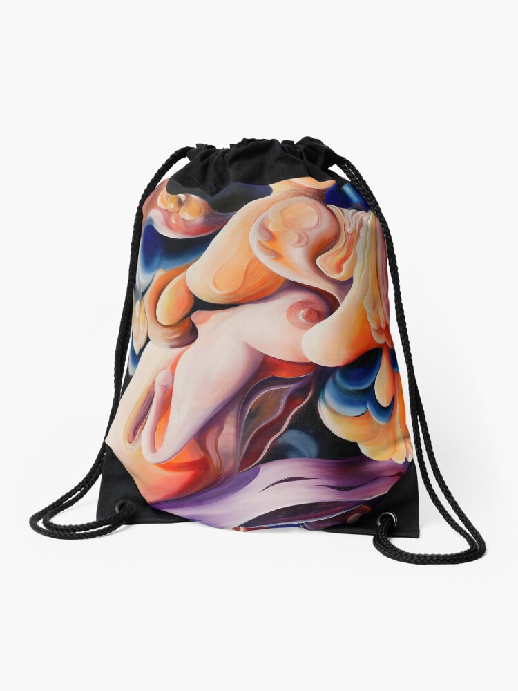 Thumbnail 1 of 3, Drawstring Bag, "Celebration of Procreation" - abstract expressionistic oil painting designed and sold by jknowles.