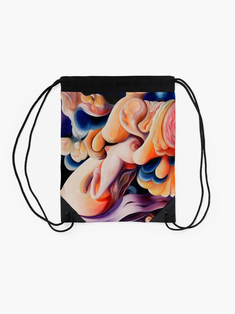 Thumbnail 2 of 3, Drawstring Bag, "Celebration of Procreation" - abstract expressionistic oil painting designed and sold by jknowles.