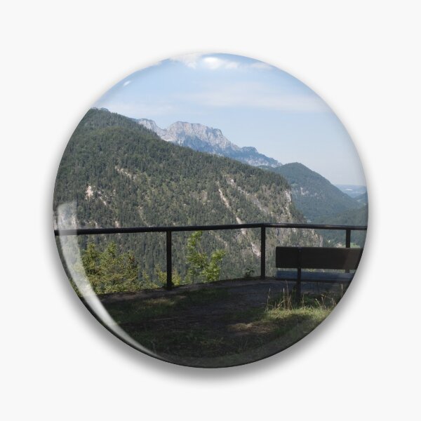 Item preview, Berchtesgaden, Germany: What remains of the Mooslahnerkopf; tea house in the Obersalzberg visited daily by Hitler. Wooden parapet and bench. Sunny summer day designed and sold by Maurizio Fabbroni.