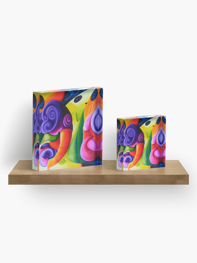 Thumbnail 4 of 5, Acrylic Block, "Bailando en el Espacio" colourful abstract oil painting designed and sold by jknowles.