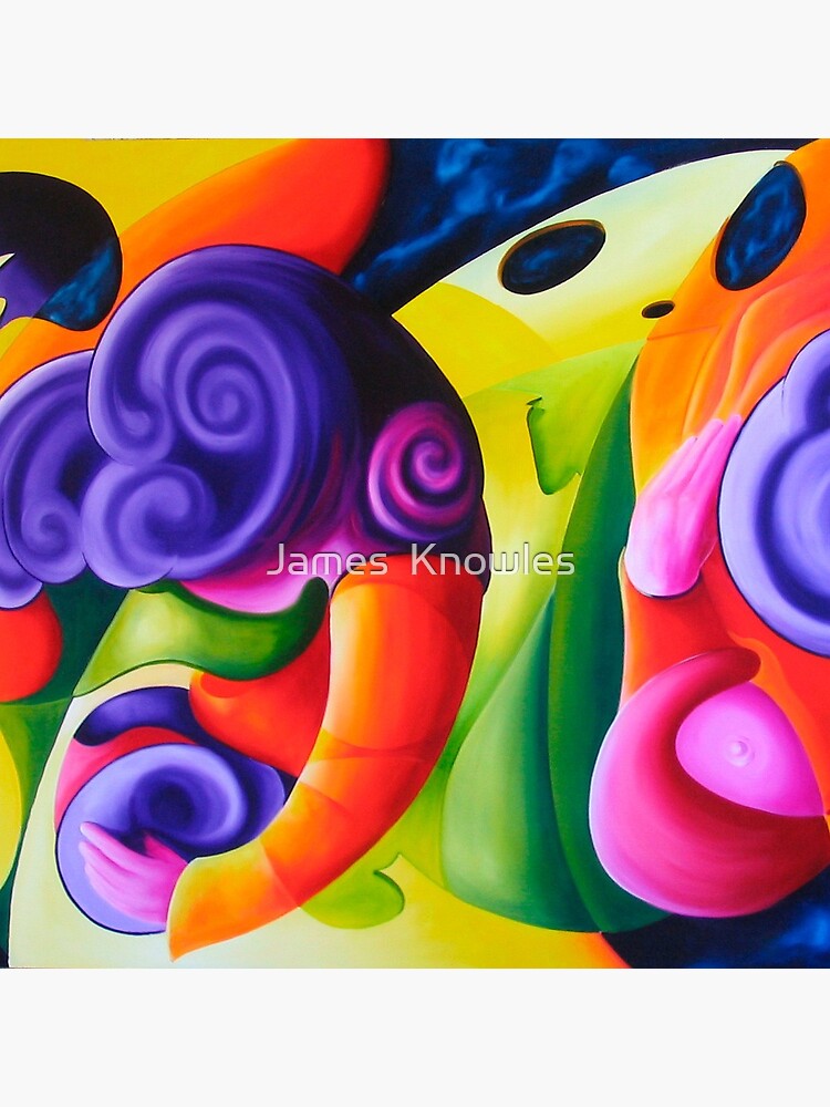 Thumbnail 5 of 5, Acrylic Block, "Bailando en el Espacio" colourful abstract oil painting designed and sold by jknowles.