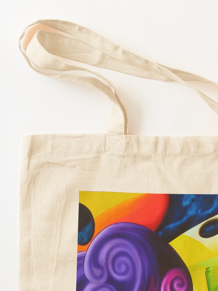 Thumbnail 3 of 5, Tote Bag, "Bailando en el Espacio" colourful abstract oil painting designed and sold by jknowles.