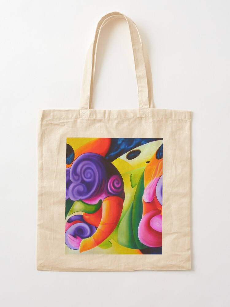Thumbnail 2 of 5, Tote Bag, "Bailando en el Espacio" colourful abstract oil painting designed and sold by jknowles.