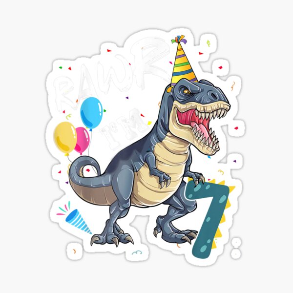 Rawr Feliz cumpleaños Dinosaurio divertido Pegatina