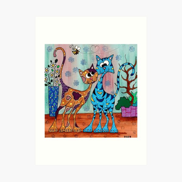 Cat hug Art Print