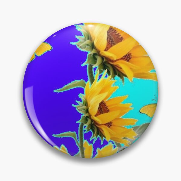 Item preview, BI COLOR BLUE-TURQUOISE COLOR ART YELLOW SUNFLOWERS BUTTERFLIES  designed and sold by sharlesart.