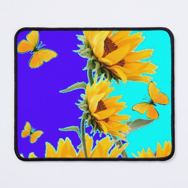 Item preview, BI COLOR BLUE-TURQUOISE COLOR ART YELLOW SUNFLOWERS BUTTERFLIES  designed and sold by sharlesart.