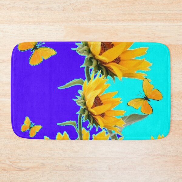 Item preview, BI COLOR BLUE-TURQUOISE COLOR ART YELLOW SUNFLOWERS BUTTERFLIES  designed and sold by sharlesart.