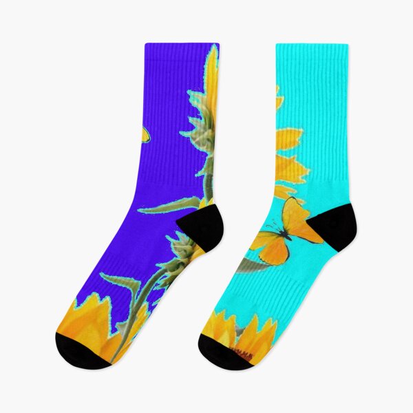 Item preview, BI COLOR BLUE-TURQUOISE COLOR ART YELLOW SUNFLOWERS BUTTERFLIES  designed and sold by sharlesart.