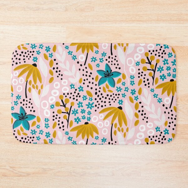 Item preview, Joyful floral with cotton candy pink base designed and sold by Quick Brown Fox Canada.