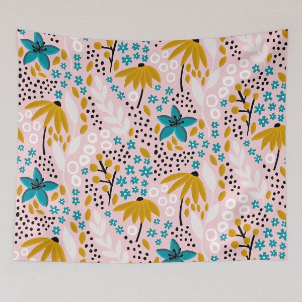 Item preview, Joyful floral with cotton candy pink base designed and sold by Quick Brown Fox Canada.