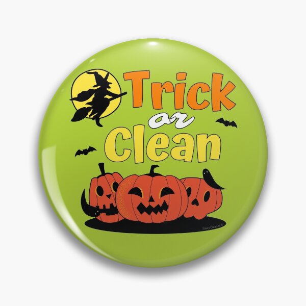 Item preview, Trick or Clean Witch Broom Halloween Pumpkin Cleaning designed and sold by SavvyCleaner.