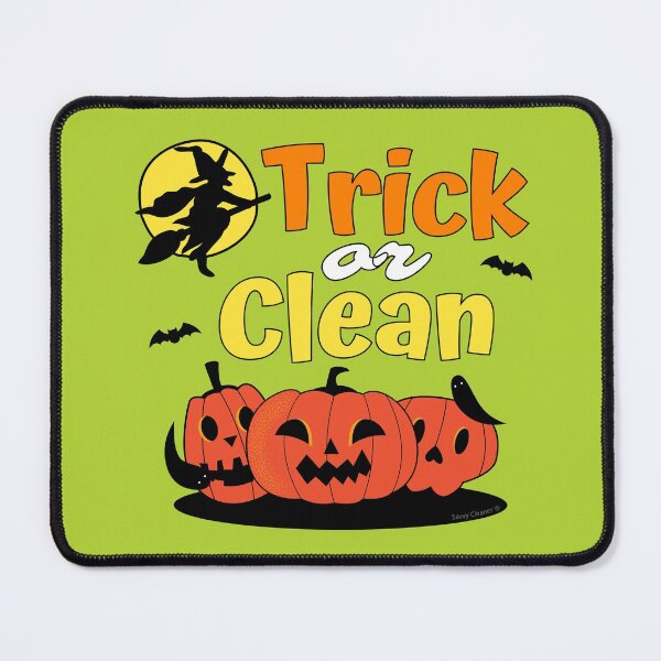 Item preview, Trick or Clean Witch Broom Halloween Pumpkin Cleaning designed and sold by SavvyCleaner.