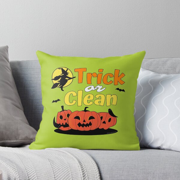 Item preview, Trick or Clean Witch Broom Halloween Pumpkin Cleaning designed and sold by SavvyCleaner.