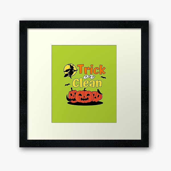 Item preview, Trick or Clean Witch Broom Halloween Pumpkin Cleaning designed and sold by SavvyCleaner.