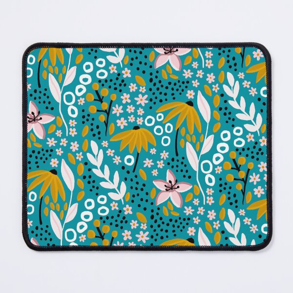 Item preview, Joyful Floral with lagoon blue base designed and sold by Quick Brown Fox Canada.
