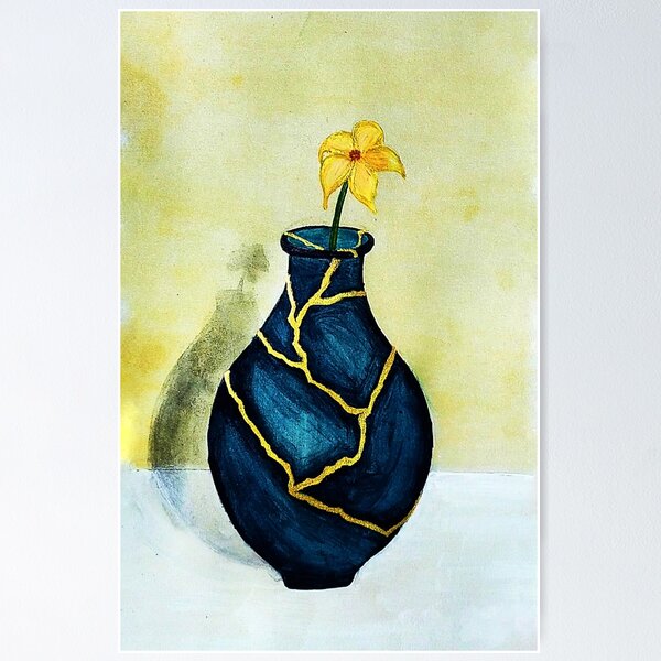 Metallic Gold Pottery Kintsugi Poster