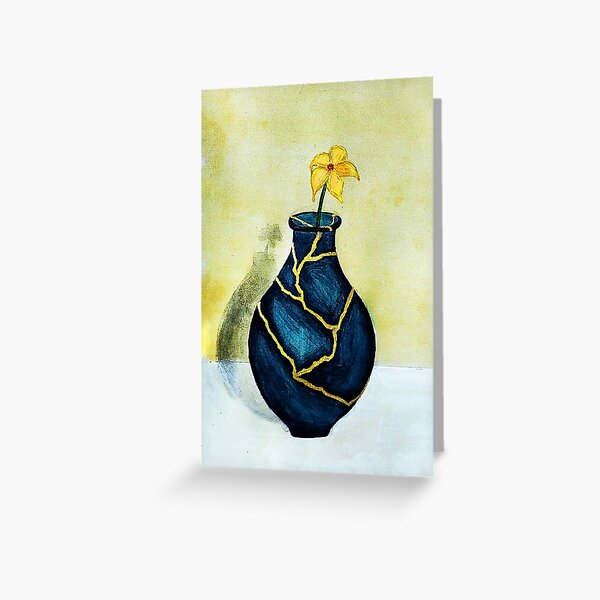Metallic Gold Pottery Kintsugi Greeting Card