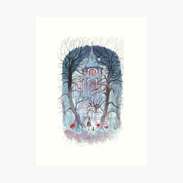 A mansion in the mist Art Print