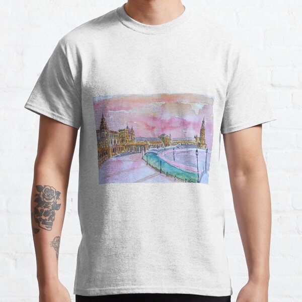 Sevilla España Plaza de España en la puesta del sol Camiseta clásica