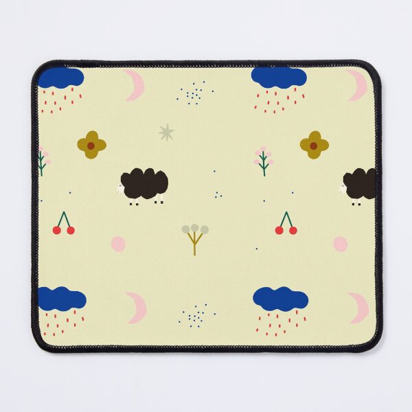 Item preview, Cute seamless pattern with lamb, rainy cloud,cherry,flowers, moon and dots.  Stylish minimalistic abstract pattern. designed and sold by BychkovaEvgenia.