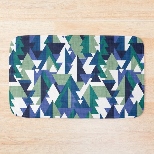 Item preview, Geo forest // oxford navy classic and electric blue pine and jade green geometric triangular pine trees designed and sold by SelmaCardoso.
