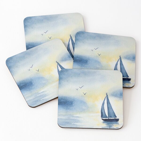 Item preview, Drawing landscape boat and sea decoration poster and table designed and sold by rkassee10.