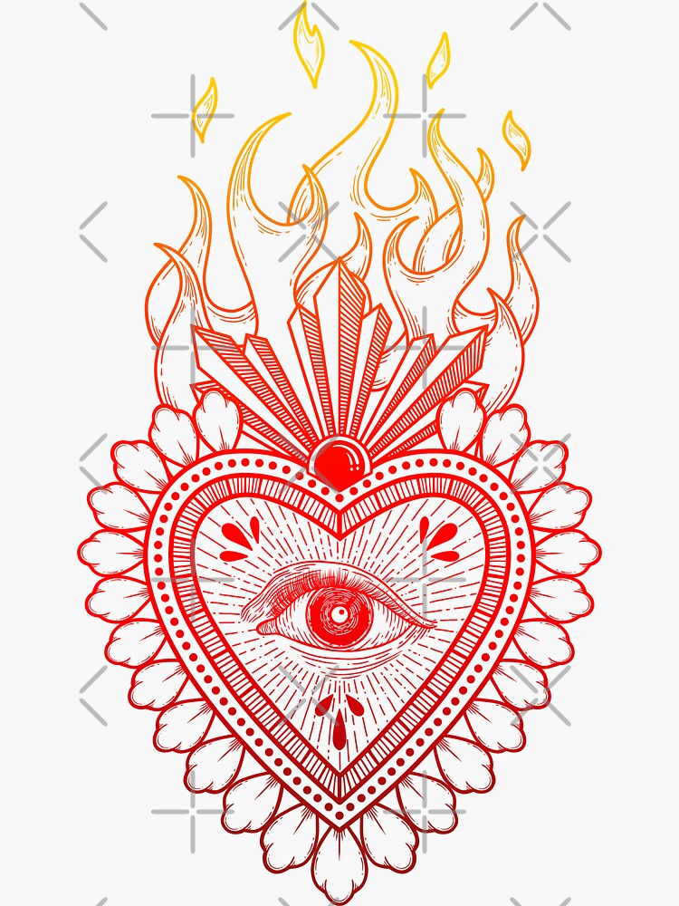 Sacred Heart Eye Neotraditional Tattoo Design - TattooVox