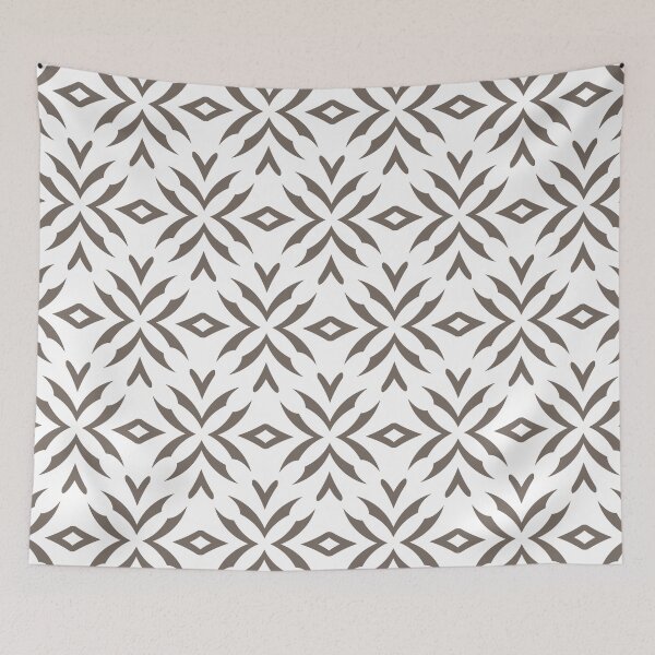 Item preview, Grayish Brown and White Abstract Flower Pattern Pairs 2022 Popular Color Sherwin Williams Garret Gray SW 6075 designed and sold by ColorOfTheYears.
