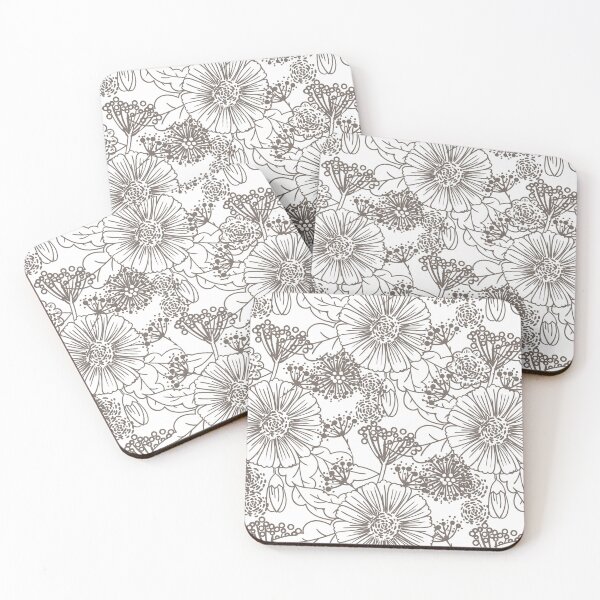 Item preview, Grayish Brown and White Hand Drawn Floral Pattern Pairs 2022 Popular Color Sherwin Williams Garret Gray SW 6075 designed and sold by ColorOfTheYears.