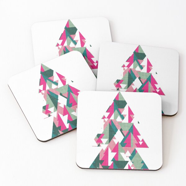 Item preview, Geo forest // fuchsia carissma pink forest pine and jade green geometric triangular pine trees designed and sold by SelmaCardoso.