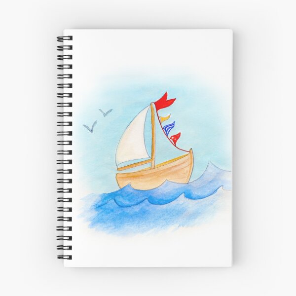 Item preview, Watercolor whimsical sail boat on a windy day designed and sold by Sarah Trett.