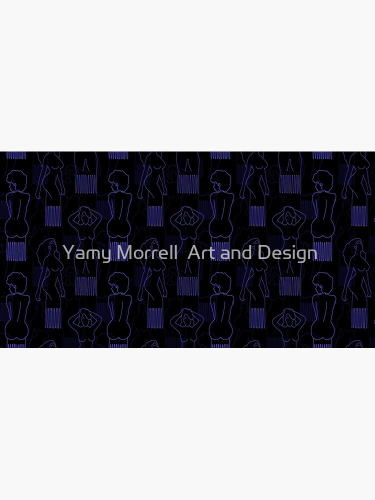 Blue woman-shaped comb on black background by YamyMorrell