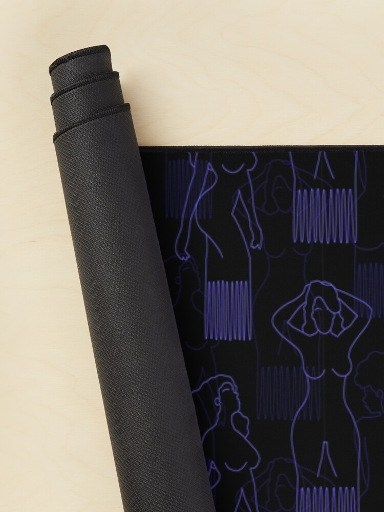 Alternate view of Blue woman-shaped comb on black background Mouse Pad