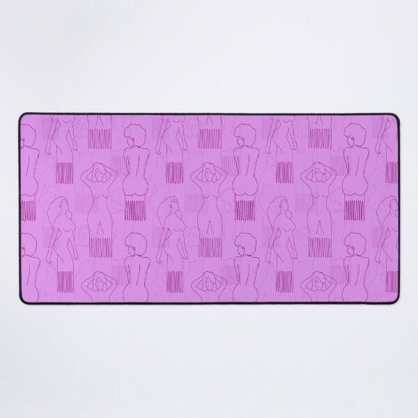 Peine con forma de mujer morado sobre fondo rosa Alfombrilla de escritorio