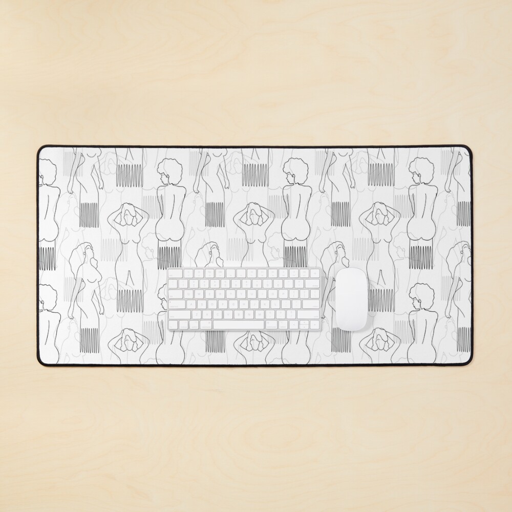 Black woman-shaped comb on white background Mouse Pad