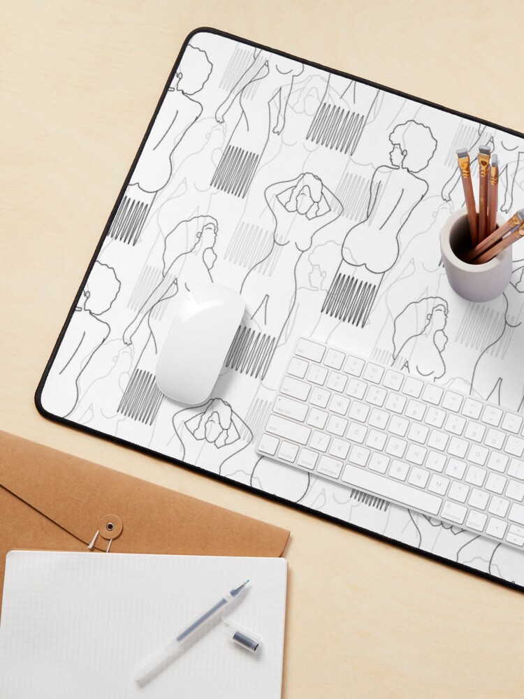 Alternate view of Black woman-shaped comb on white background Mouse Pad