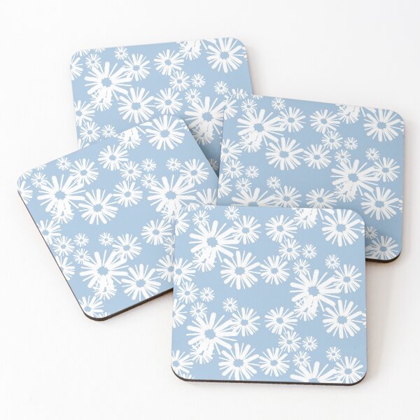 Item preview, Blossom burst in white on sky blue designed and sold by Quick Brown Fox Canada.