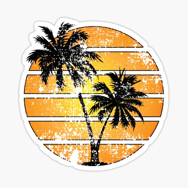 Item preview, Distressed Style 80s Inspired Palm Tree Sunrise designed and sold by BrobocopPrime.