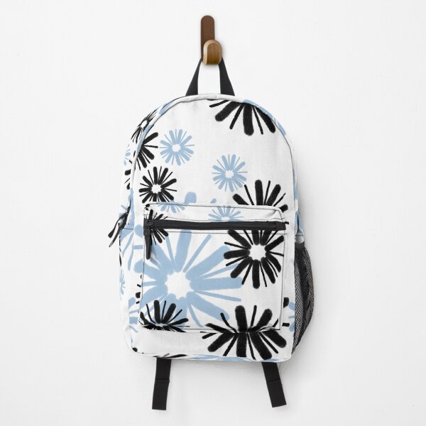 Item preview, Blossom burst in black and sky blue on white designed and sold by Quick Brown Fox Canada.