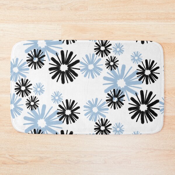 Item preview, Blossom burst in black and sky blue on white designed and sold by Quick Brown Fox Canada.