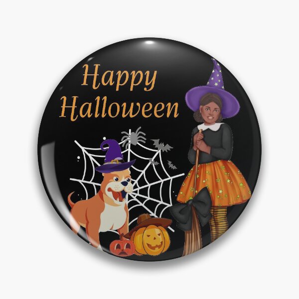 Item preview, Happy Halloween cute dog and witch designed and sold by ajtechdesigns.