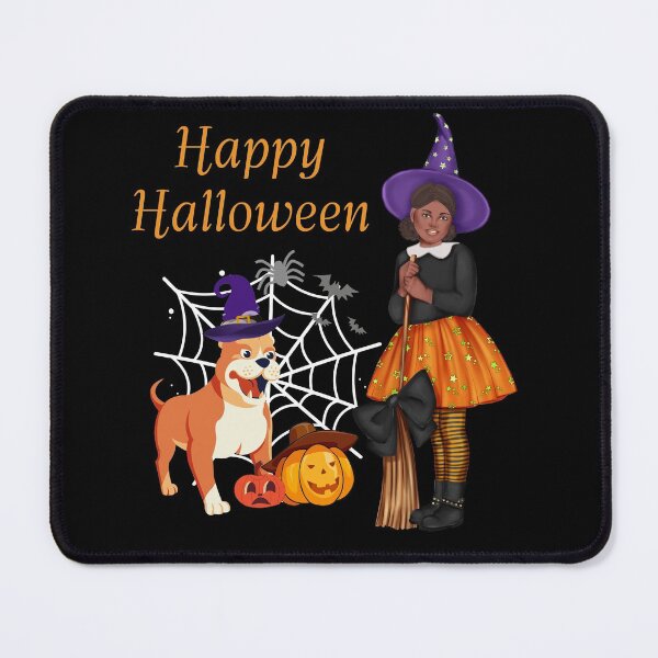 Item preview, Happy Halloween cute dog and witch designed and sold by ajtechdesigns.
