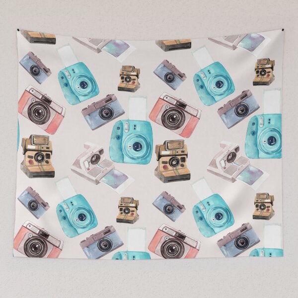 Item preview, Watercolor Vintage Cameras Pattern designed and sold by ShopLizCreates.
