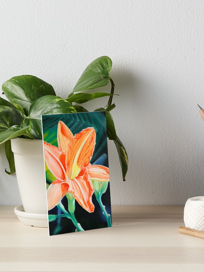 Thumbnail 1 of 2, Art Board Print, "King for a Day" - orange day lily designed and sold by jknowles.