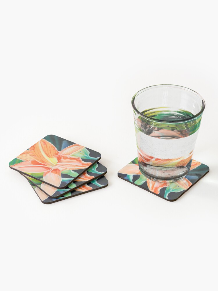 Thumbnail 2 of 5, Coasters (Set of 4), "King for a Day" - orange day lily designed and sold by jknowles.