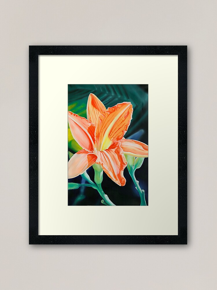 Thumbnail 1 of 7, Framed Art Print, "King for a Day" - orange day lily designed and sold by jknowles.