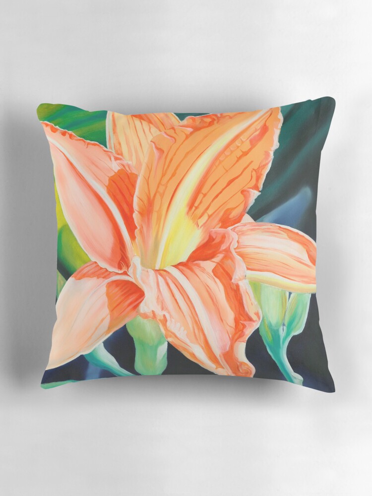 Thumbnail 3 of 4, Pillow, "King for a Day" - orange day lily designed and sold by jknowles.
